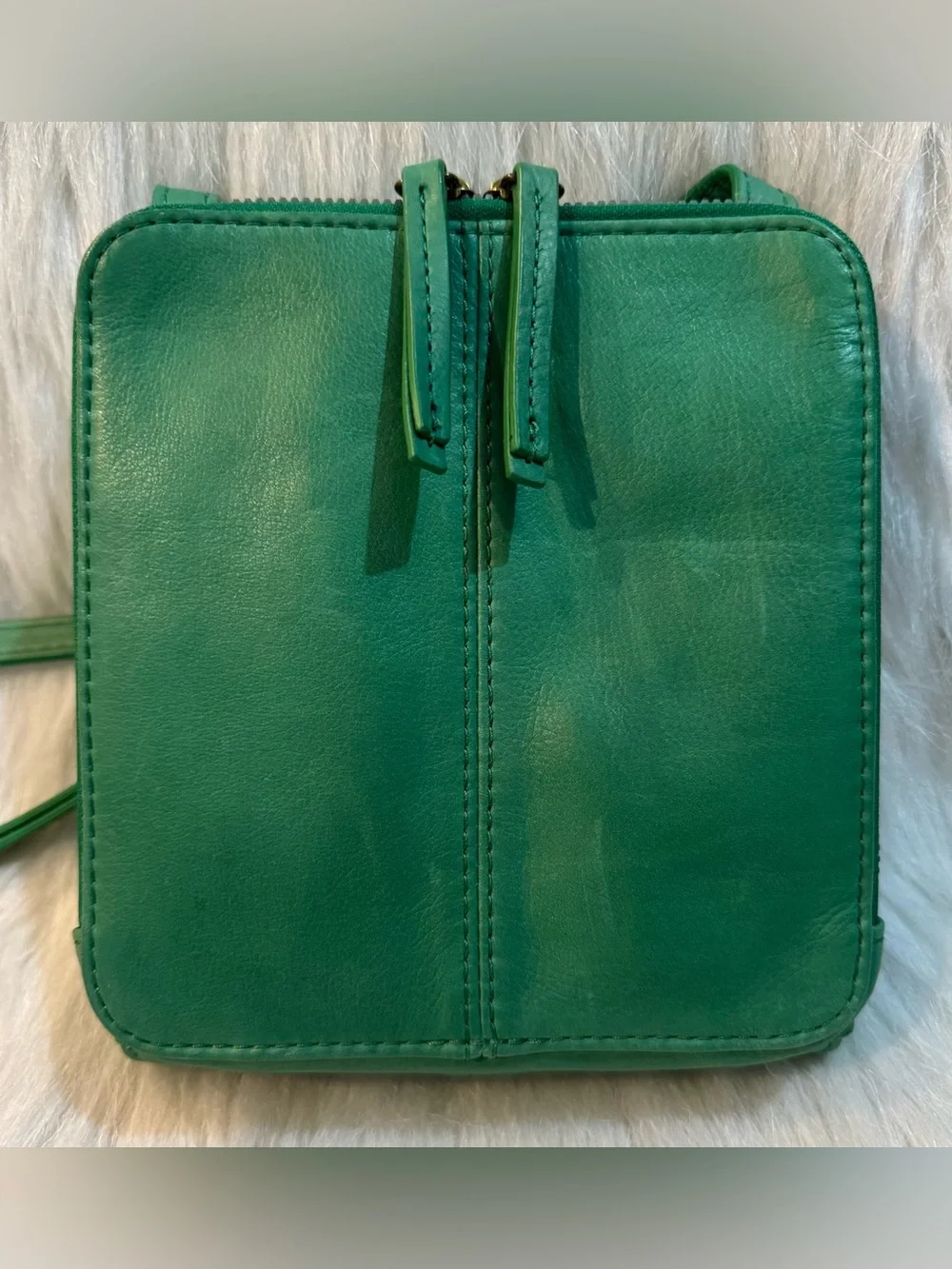 American Leather Co. Kansas Crossbody Calf Leather Vibrant Green EUC